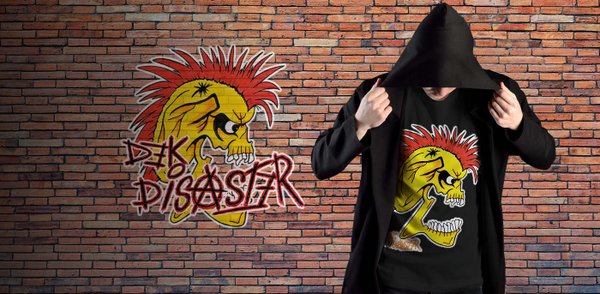 Man in a black hoodie and Dekdisaster-t-shirt