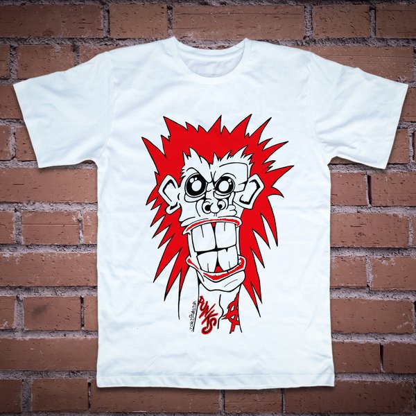 Punk Red Spiky Hair – Unisex T-Shirt – white