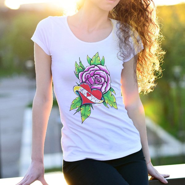 Rose Tattoo – Girly T-Shirt – white