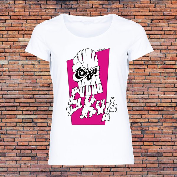 Pink Skull – Girly T-Shirt – white