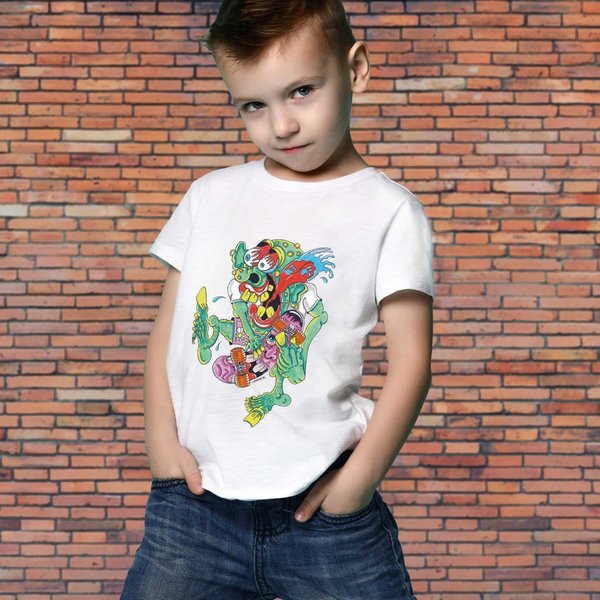 Funny Skateboarding Monster – Kids T-Shirt