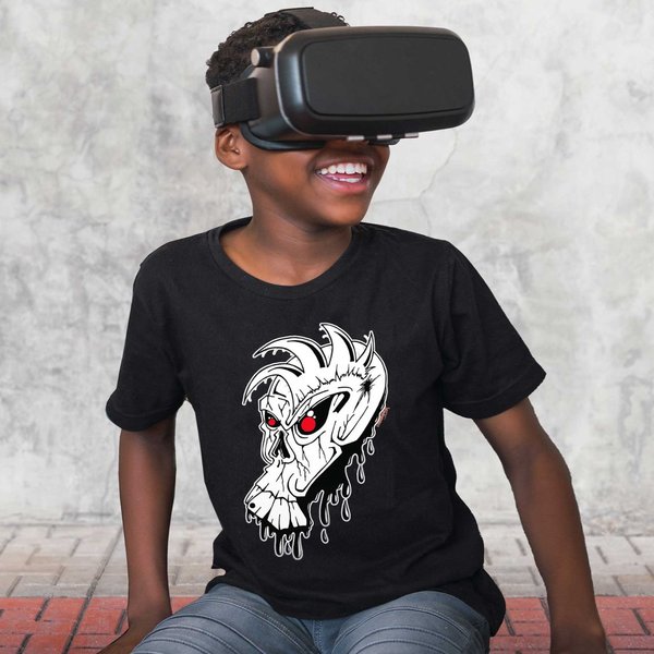 Alien Punk Skull – Kids T-Shirt – black
